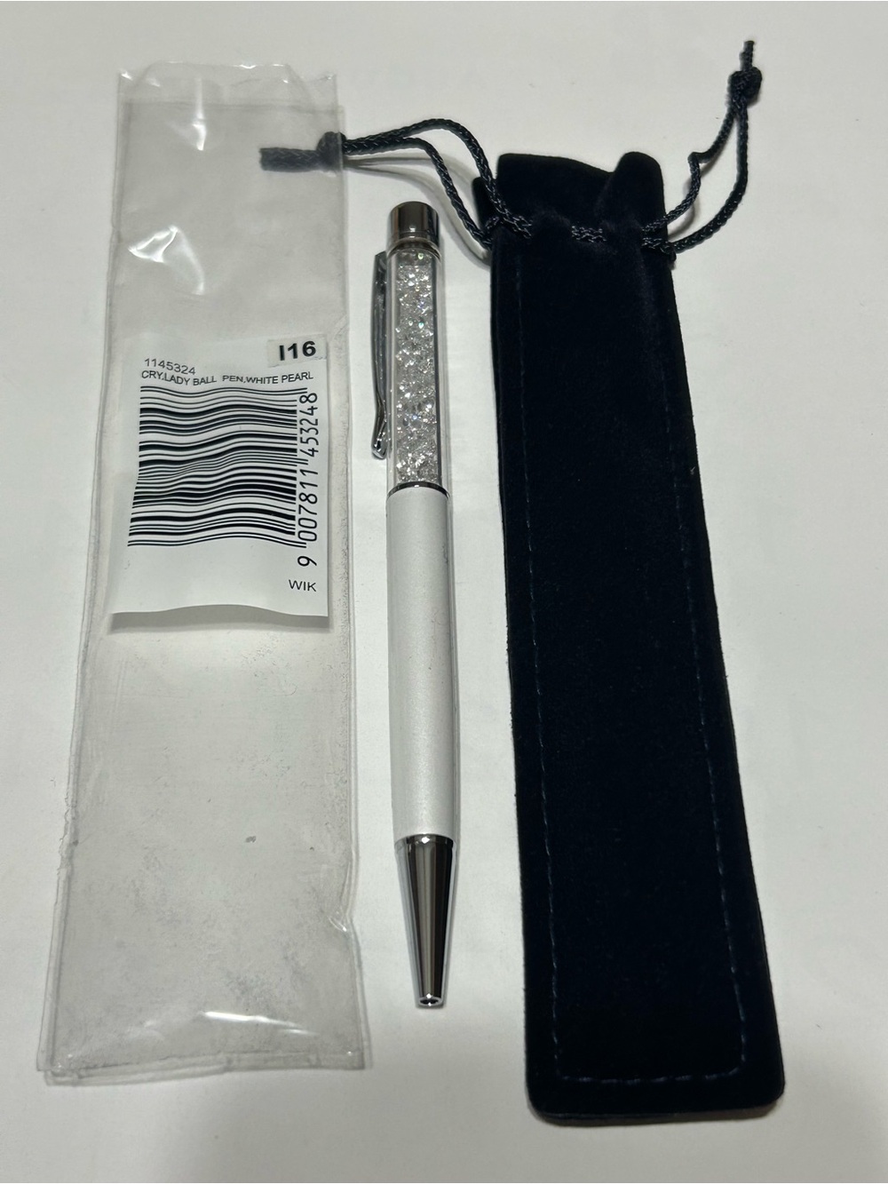 Swarovski White Crystal Ballpoint Pen with Velvet Pouch